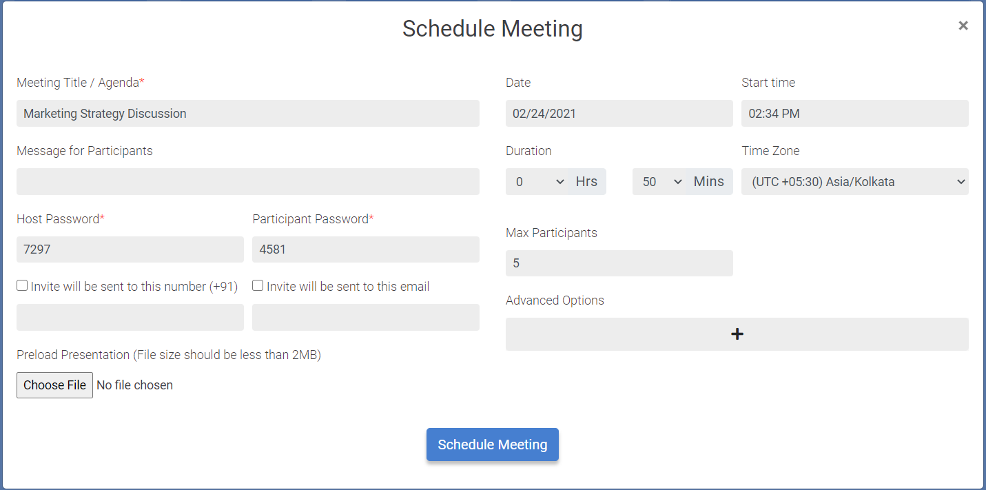 Schedule meeting form